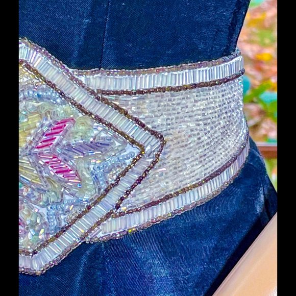▪️VTG▪️CHRISTIAN DIOR▪️1980's RARE Handmade Sequin Pearl Accented Beaded Belt - Picture 4 of 11